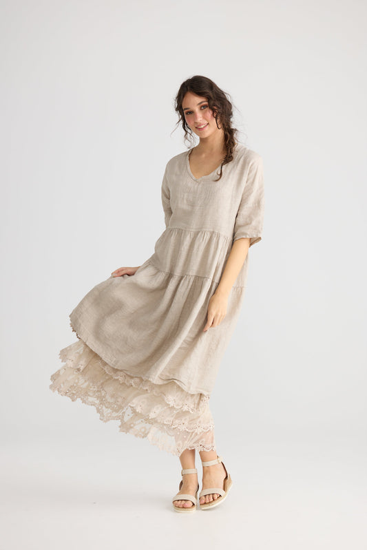 Stella linen dress. Oatmeal