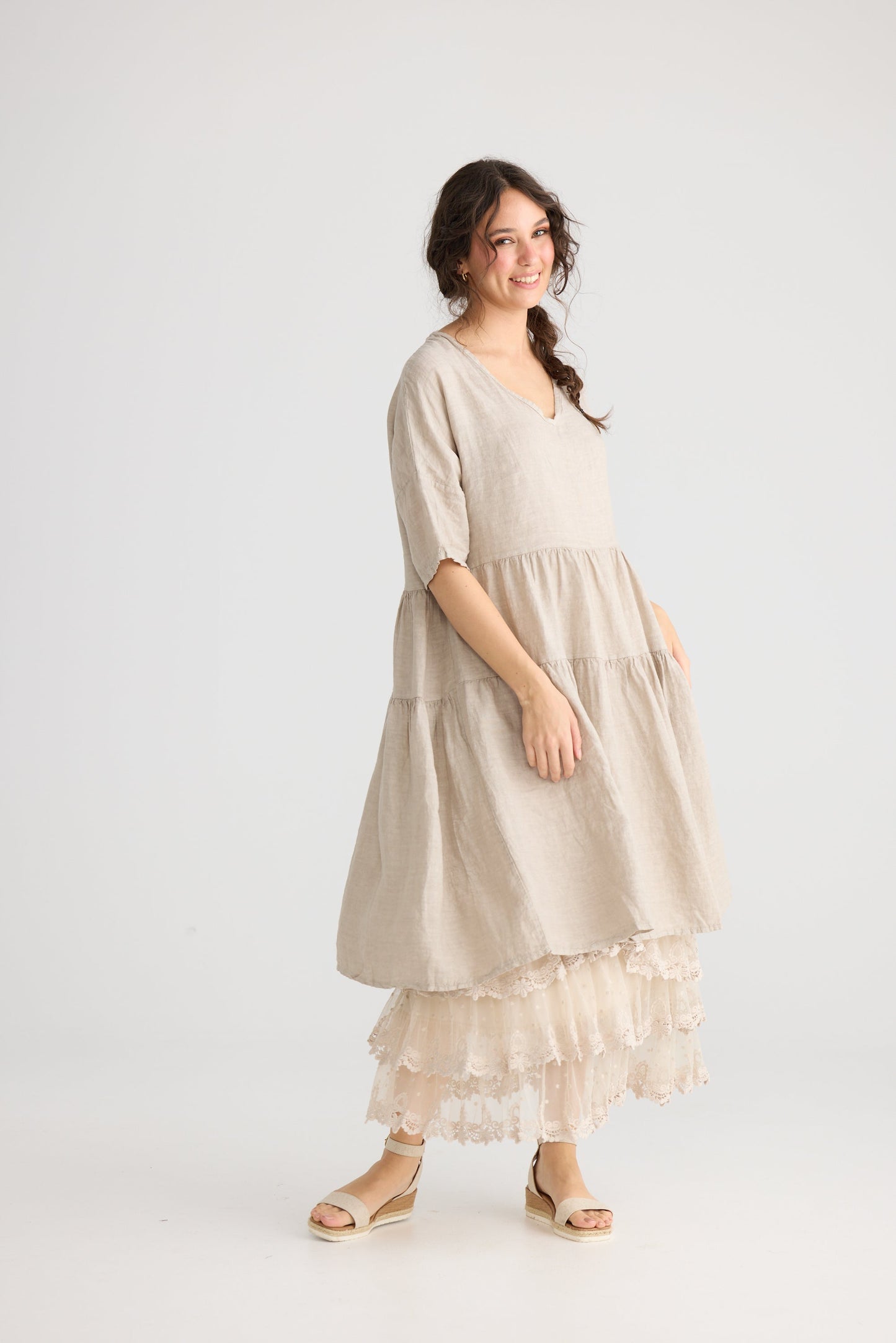 Stella linen dress. Oatmeal