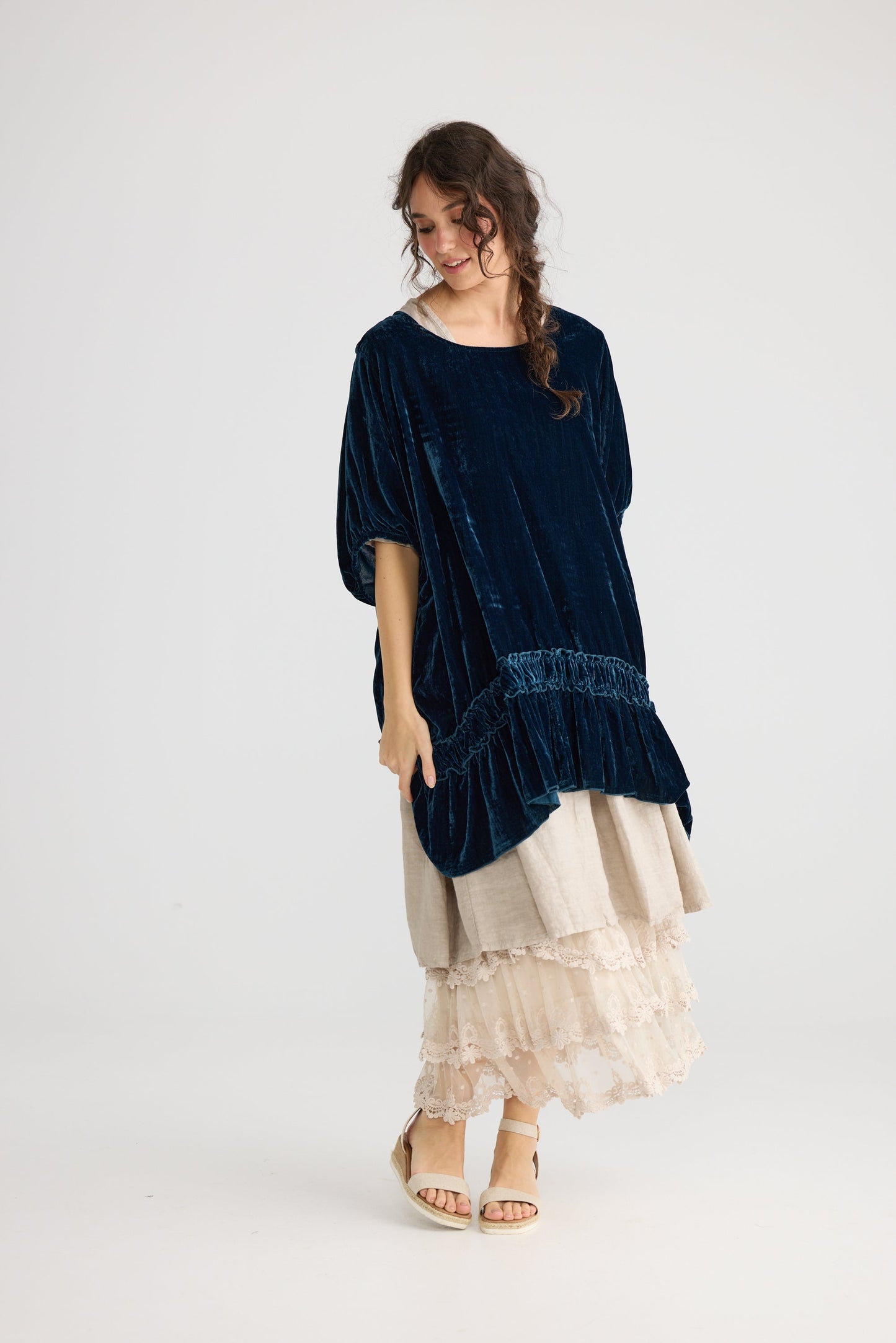 Violette Velvet dress. Midnight Blue