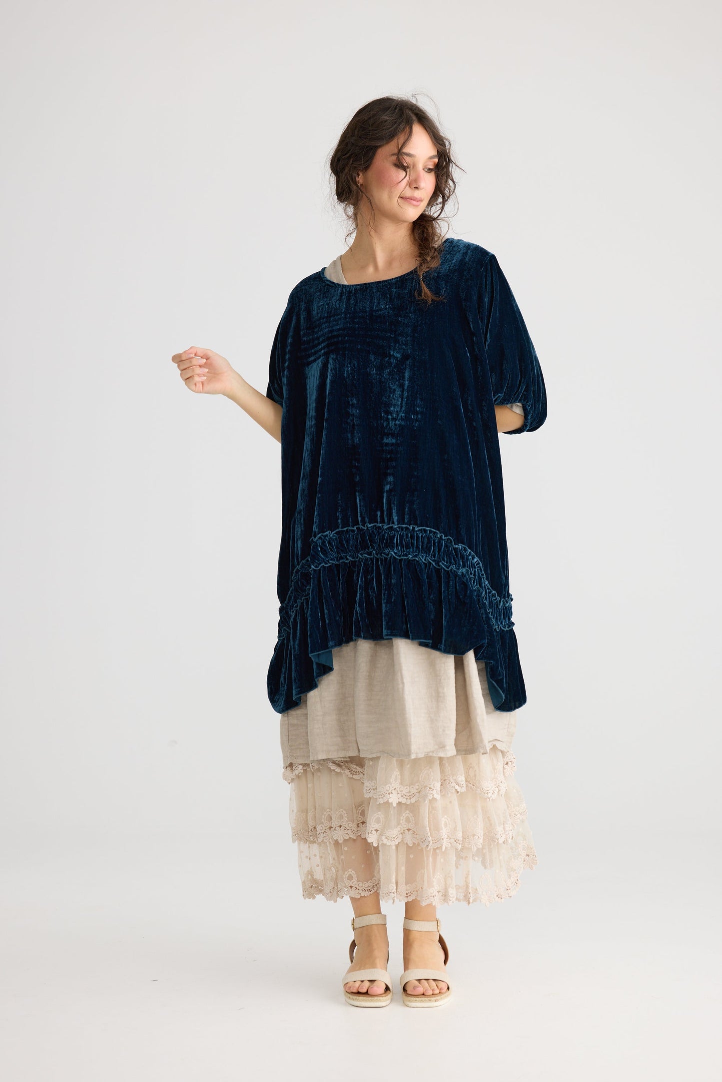Violette Velvet dress. Midnight Blue