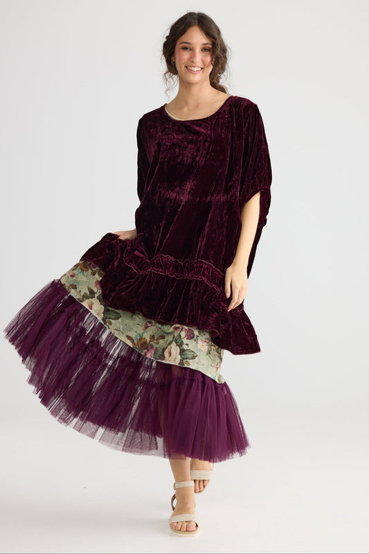 Violette Velvet Dress.   Bordeaux