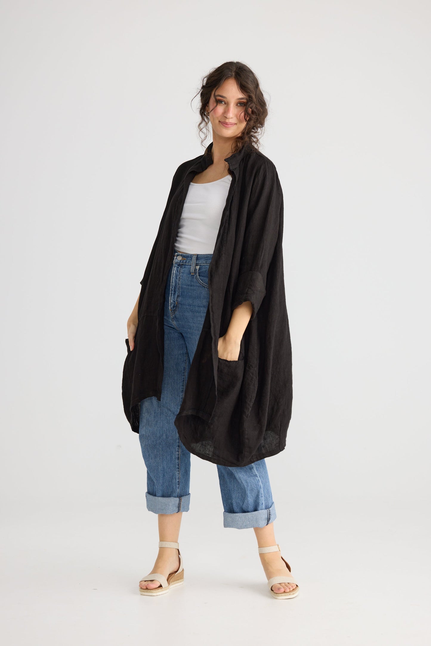 Harper-Lee Linen jacket. Ebony