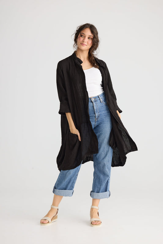 Harper-Lee Linen jacket. Ebony