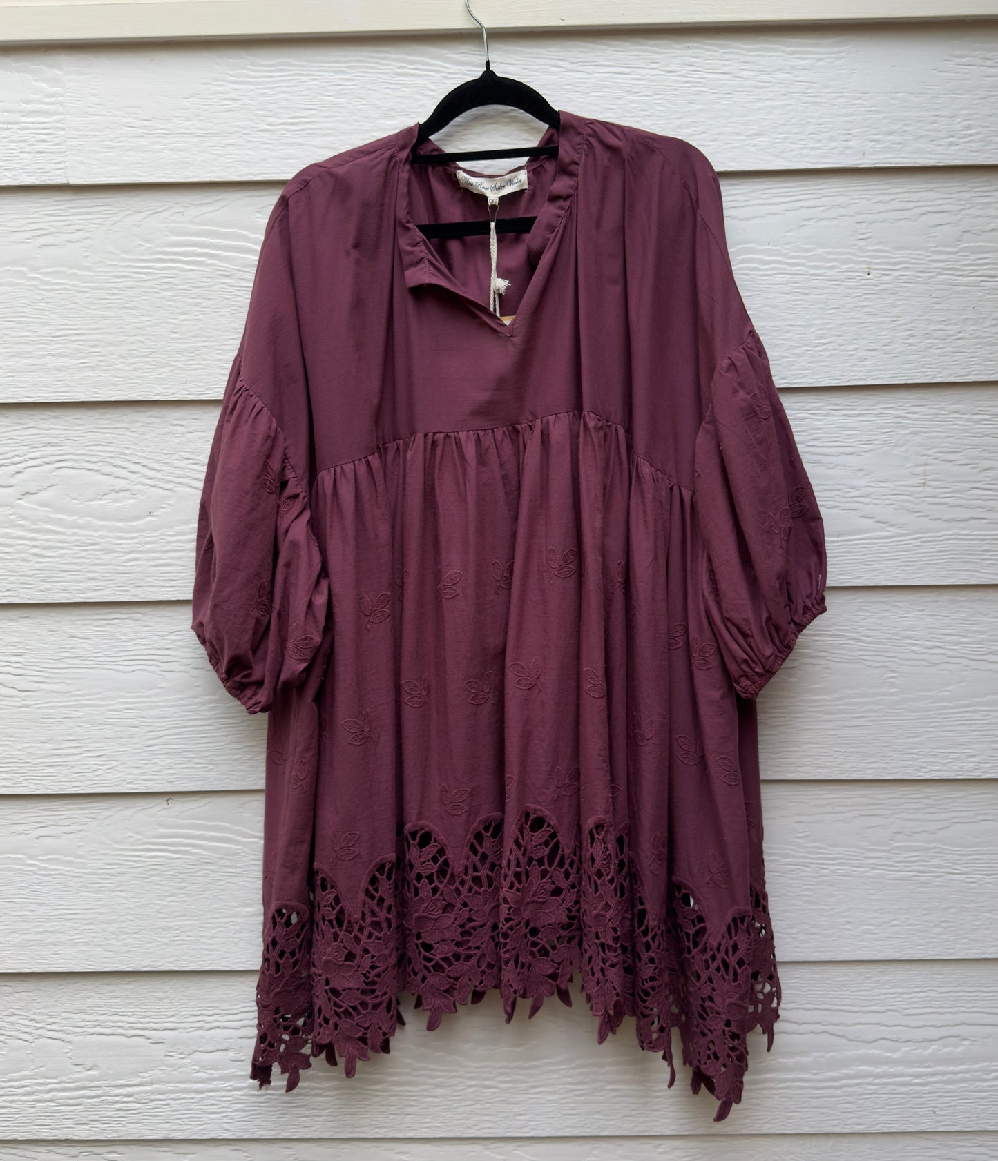French lace smock. Wine
