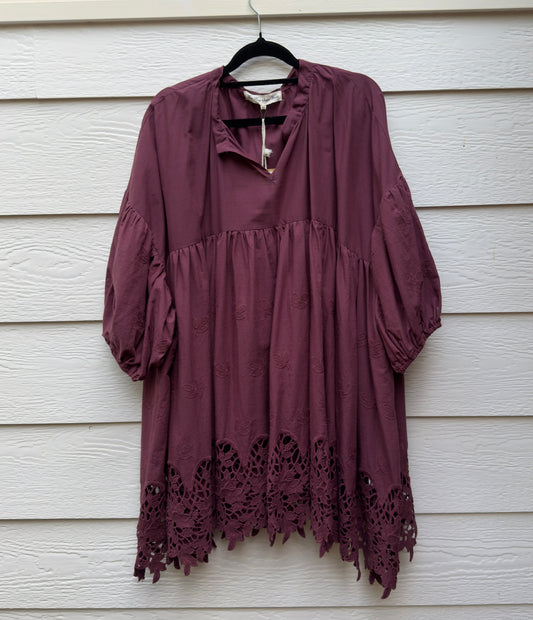 French lace smock. Wine