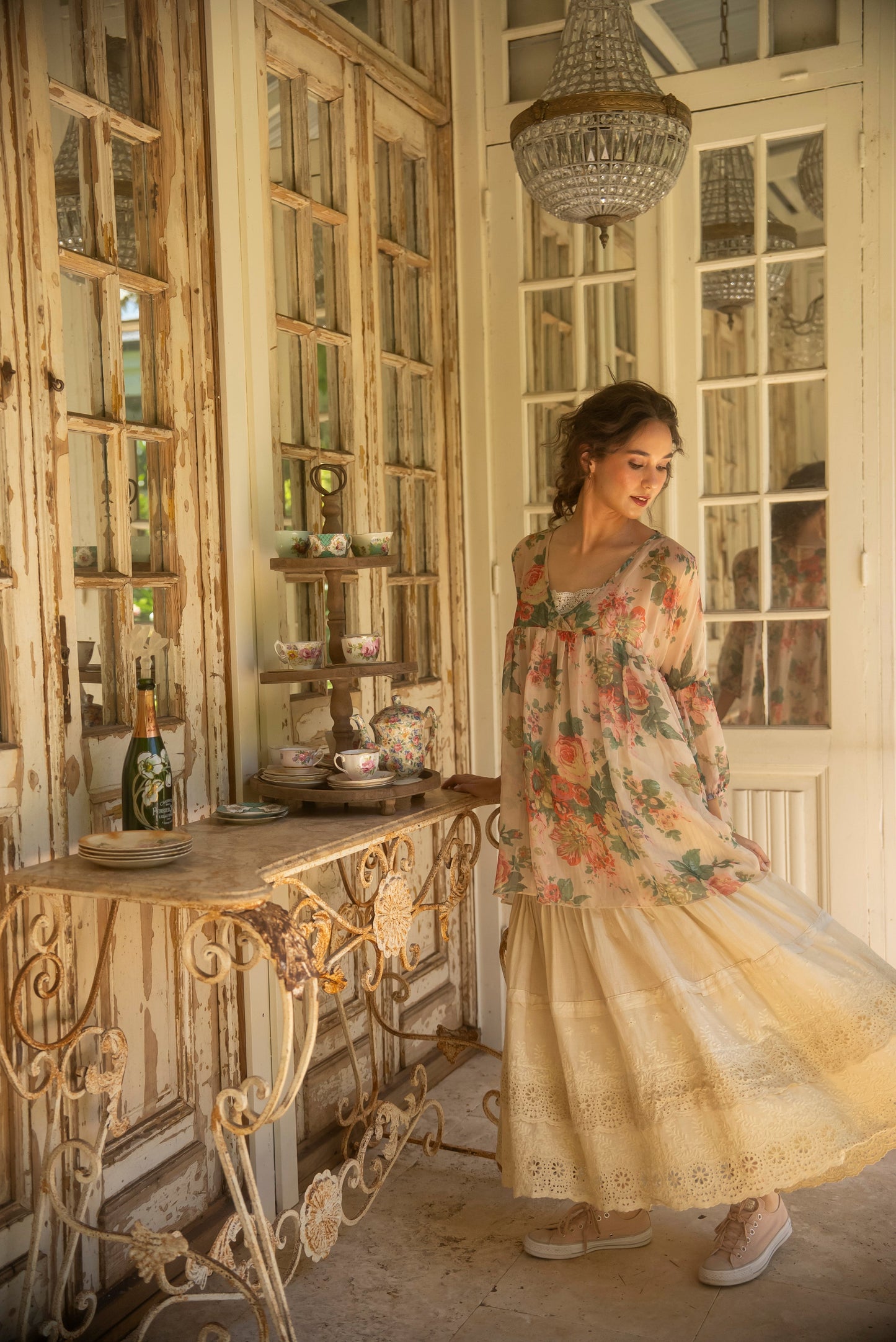 Ariel Chiffon Top. Marigold Rose