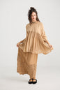 Desert Rose Linen & lace skirt. Burnt Sugar