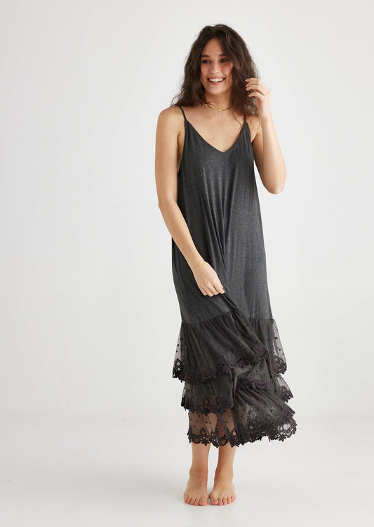Evangeline Lace slip/dress. Mist Grey