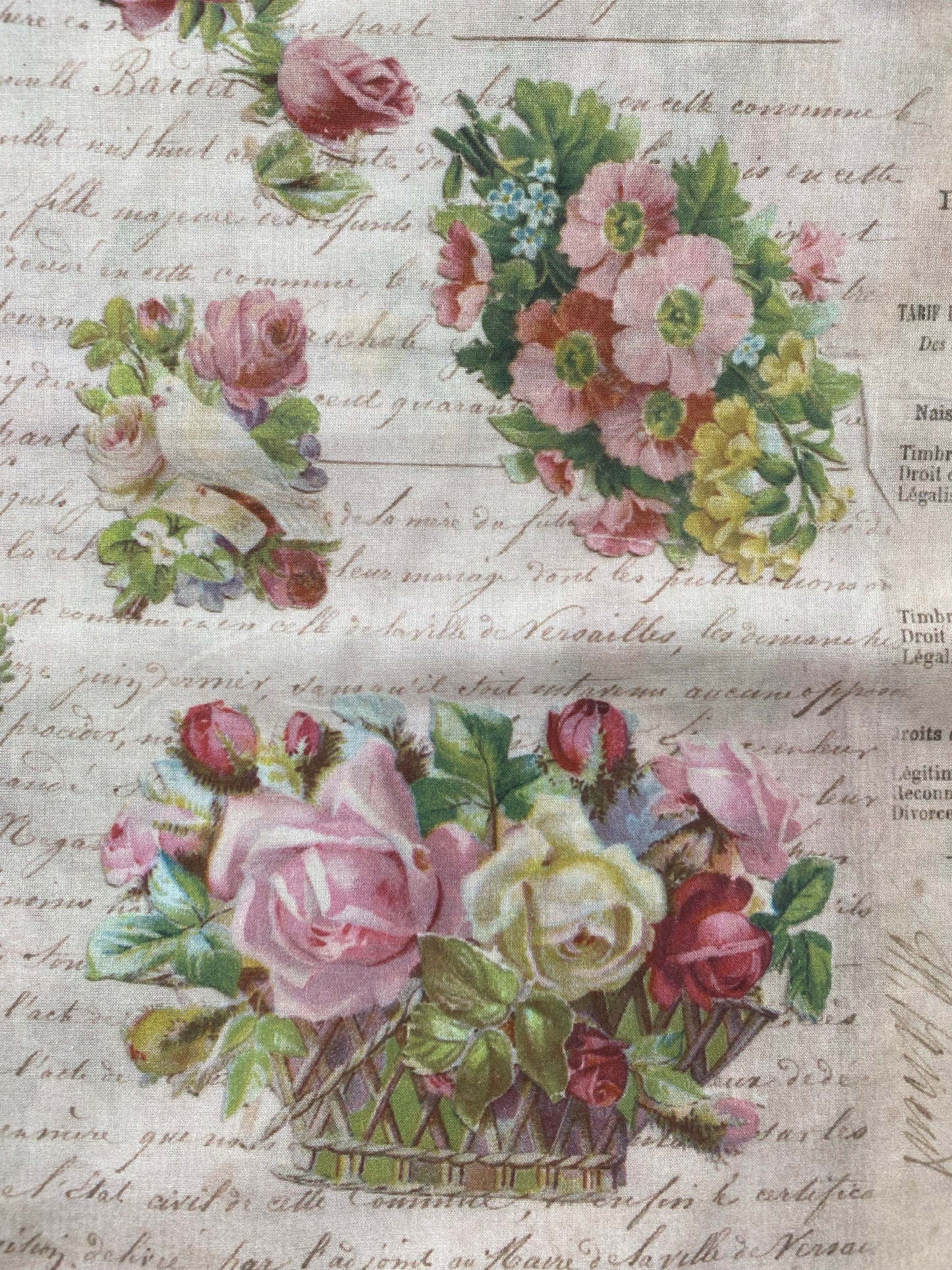 Paper Flowers print. 100 % cotton for quilters and sewers. Vintage floral