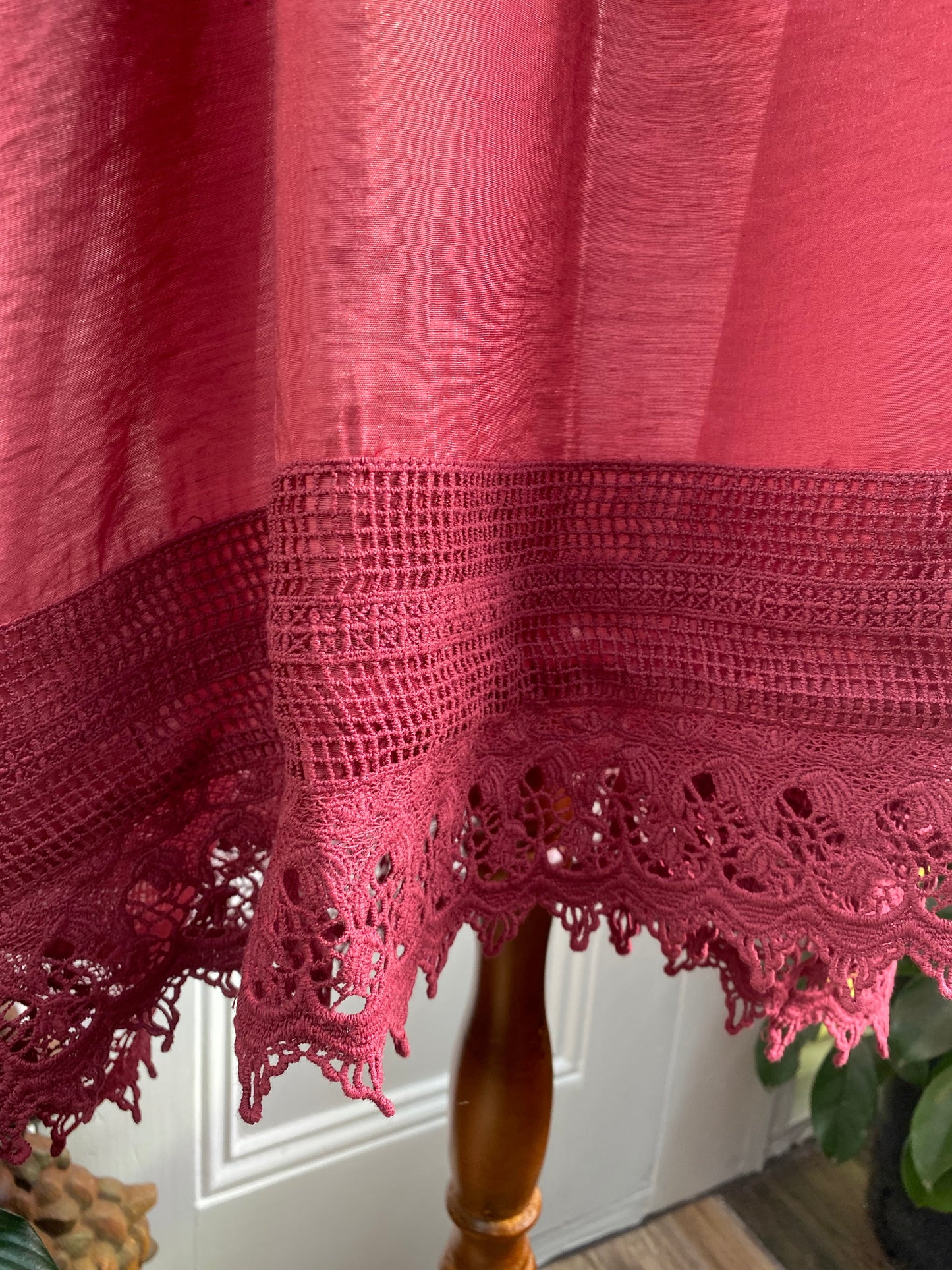 Amelie cotton and lace slip. Cherry