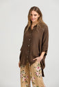 Teddie Linen Shirt. Chocolate