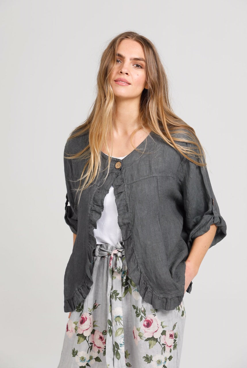 Fifi linen Jacket. Charcoal
