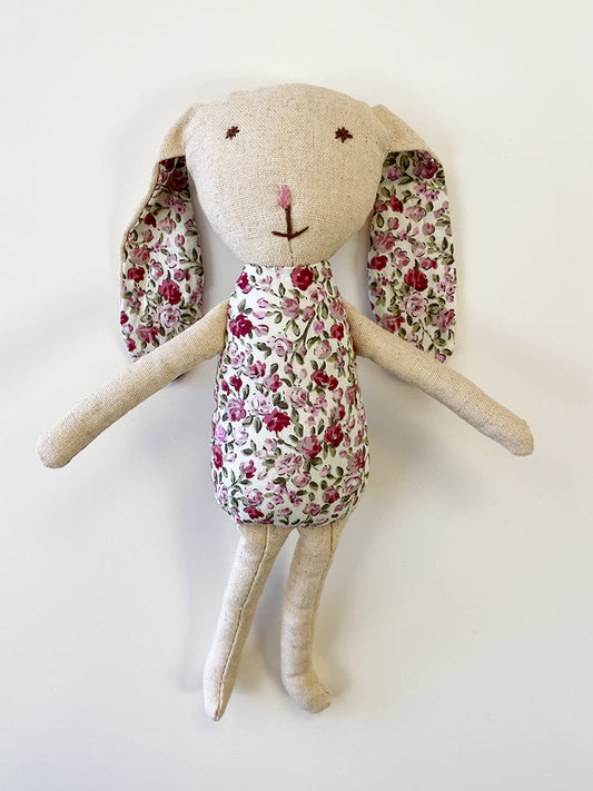 Bonnie Bunny Toy. Burgundy Rose