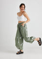 Lulu Linen Pants . Khaki Polka dot.