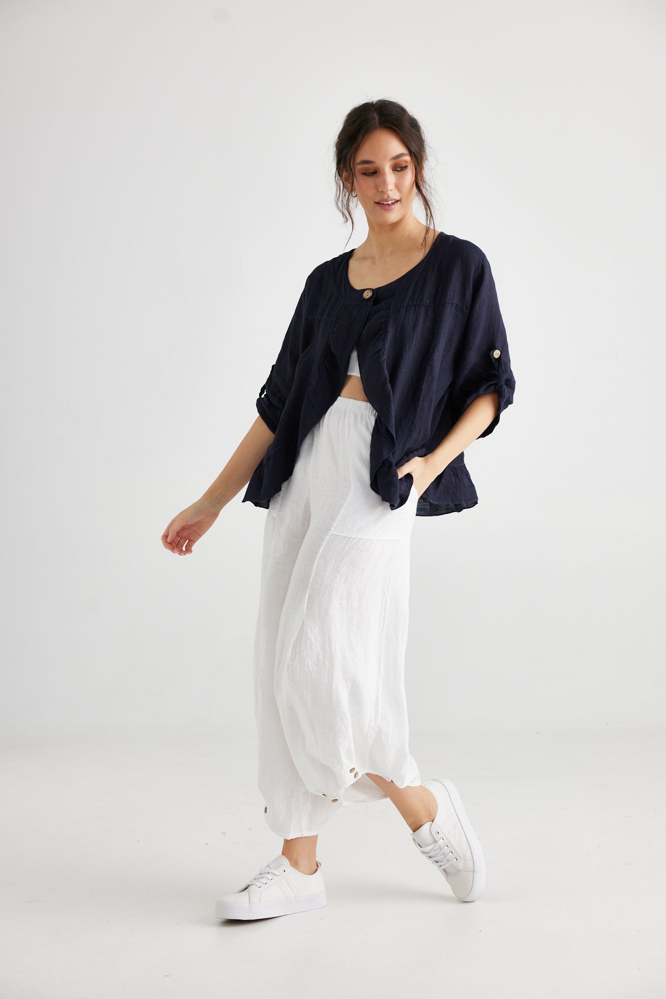 Fifi Linen Jacket.  French Navy Blue