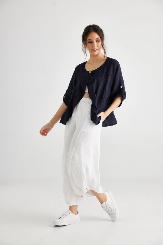 Fifi Linen Jacket.  French Navy Blue