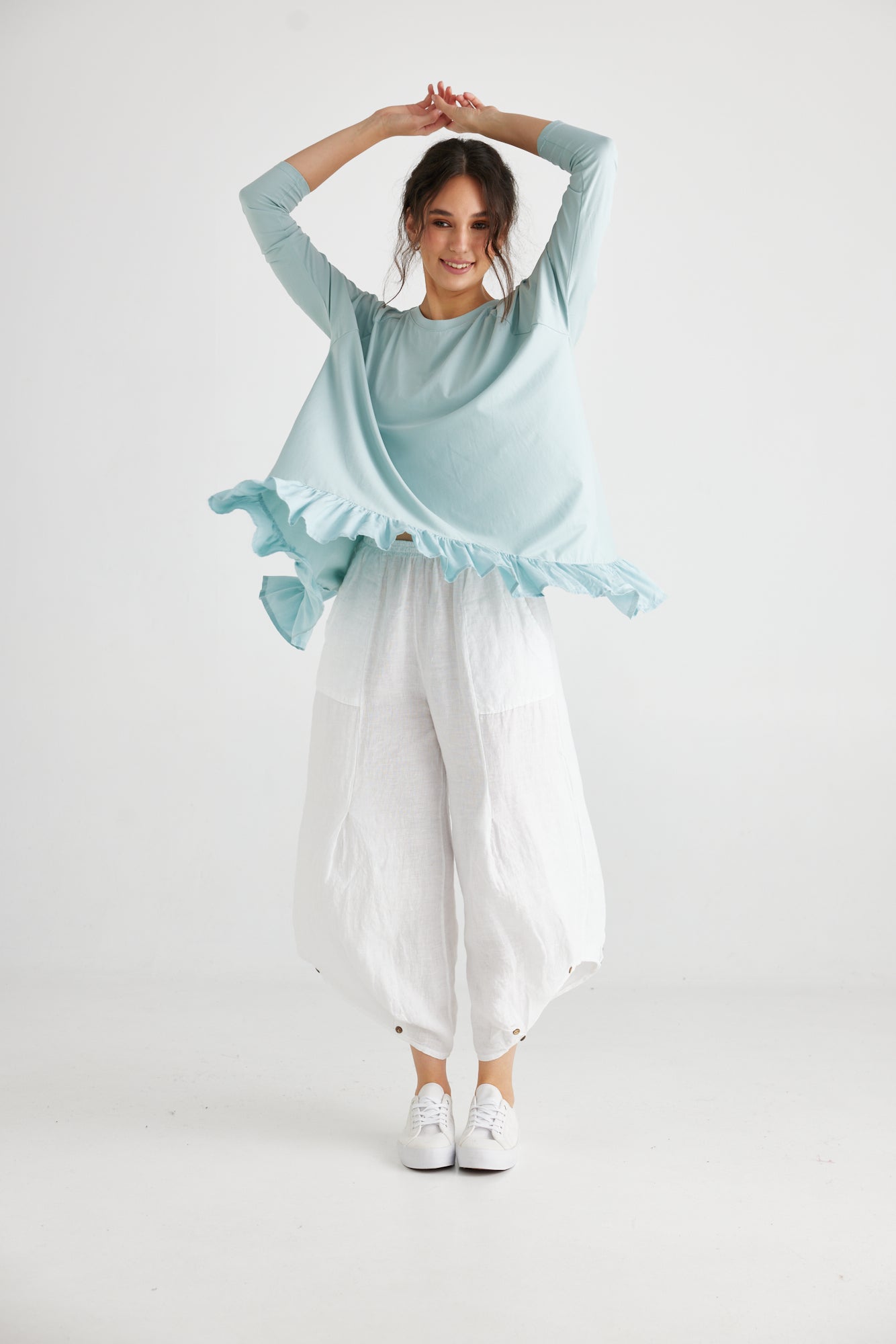 Ruby Ruffle Top.  French Blue