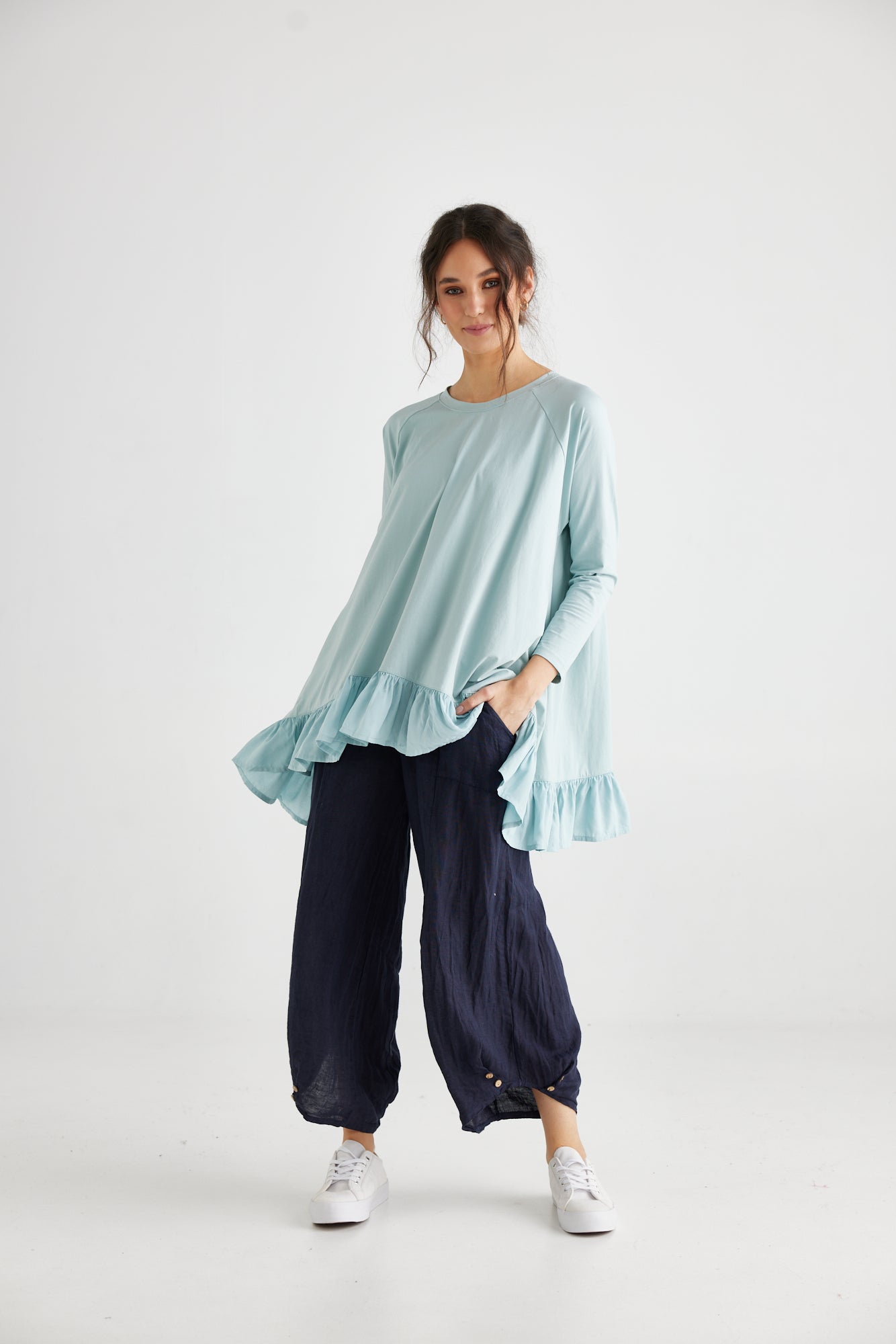 Ruby Ruffle Top.  French Blue