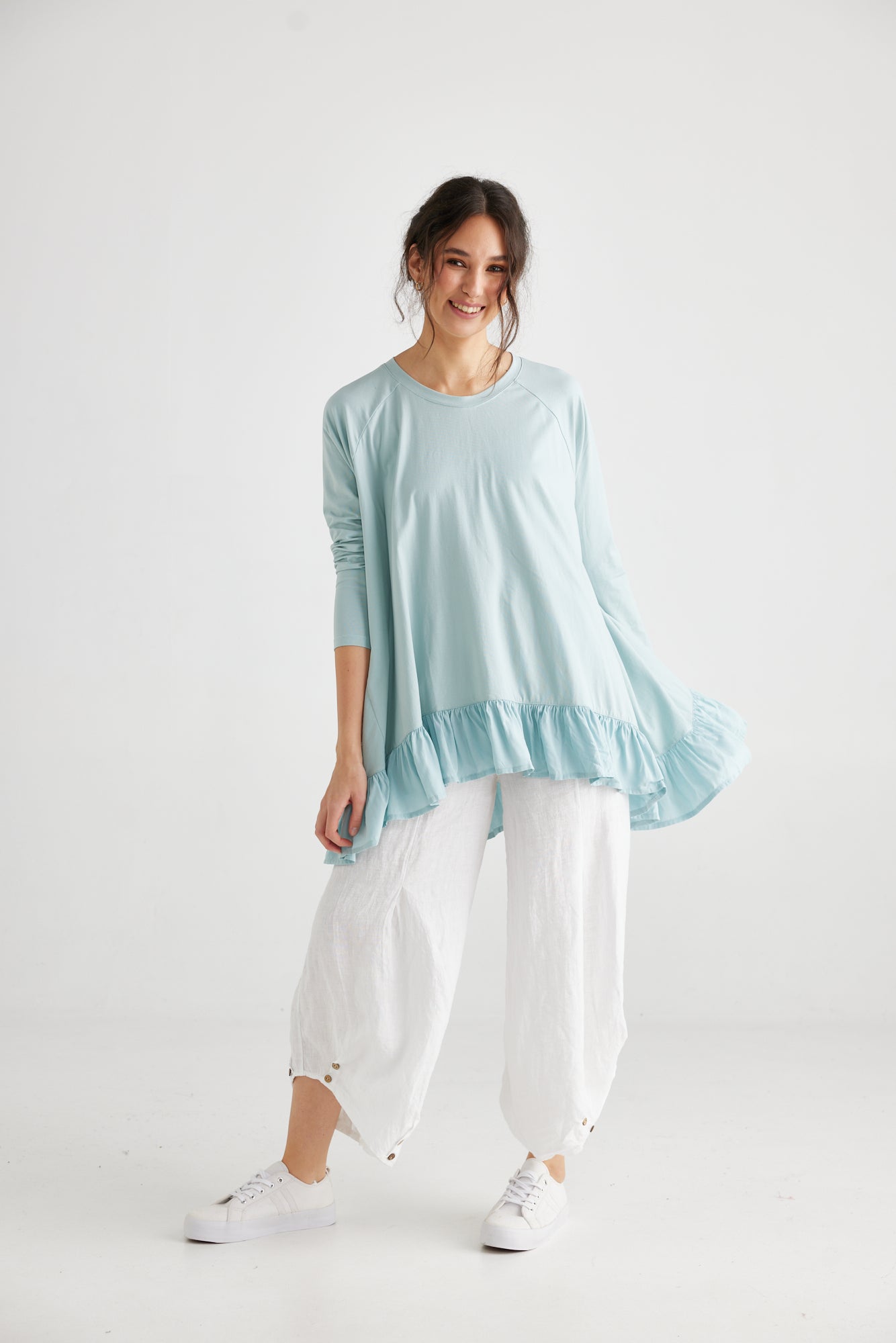 Ruby Ruffle Top.  French Blue