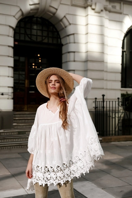 French lace smock. Ivory