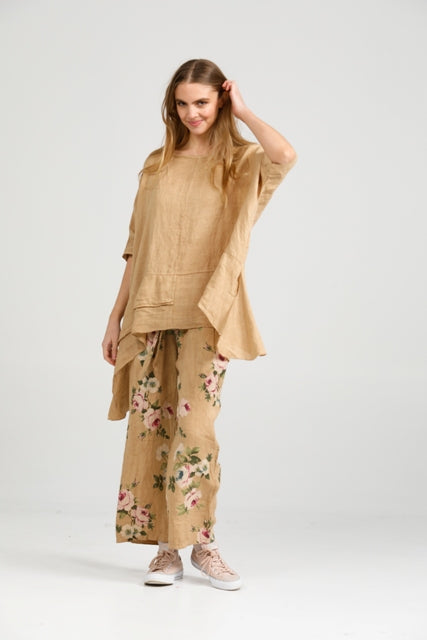 Sorrento linen top. Caramel