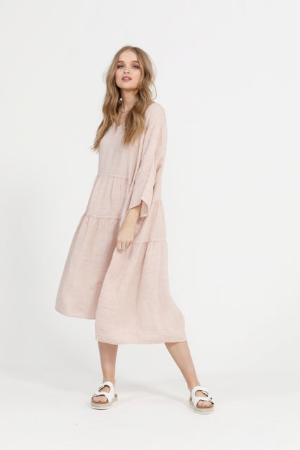 Stella linen dress. Blush