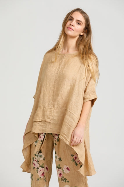 Sorrento linen top. Caramel