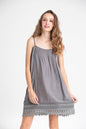 Amelie Lace edged cotton slip. Grey