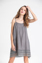 Amelie Lace edged cotton slip. Grey