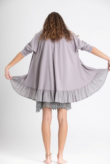 Ruby Ruffle Top. Dove Grey