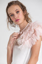 Tulle faerie cape ruffled collar. pale blush