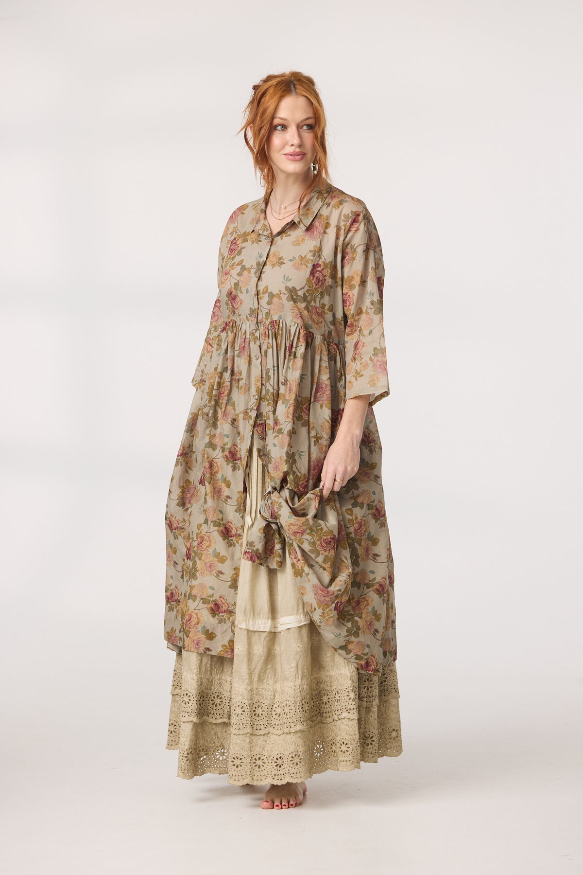 Meadowlark long floral dress. Blue Rose