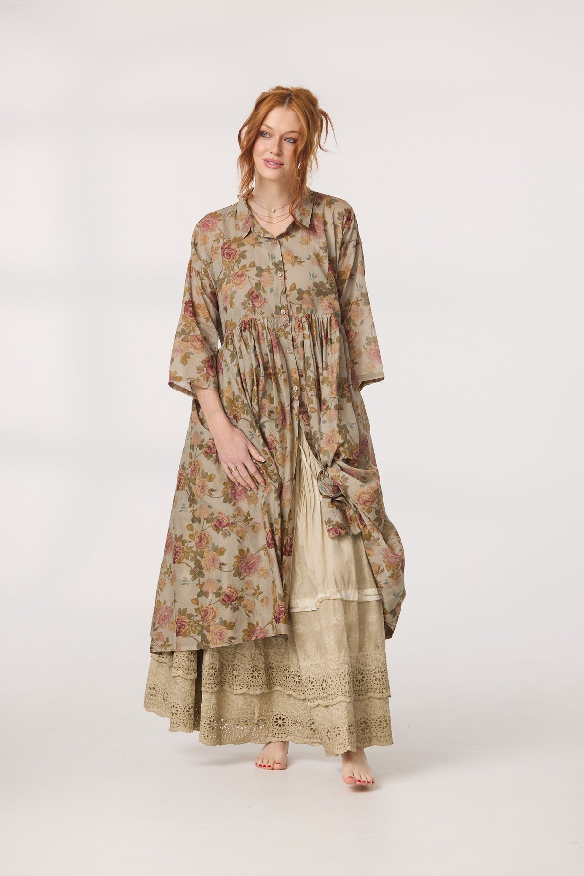 Meadowlark long floral dress. Blue Rose