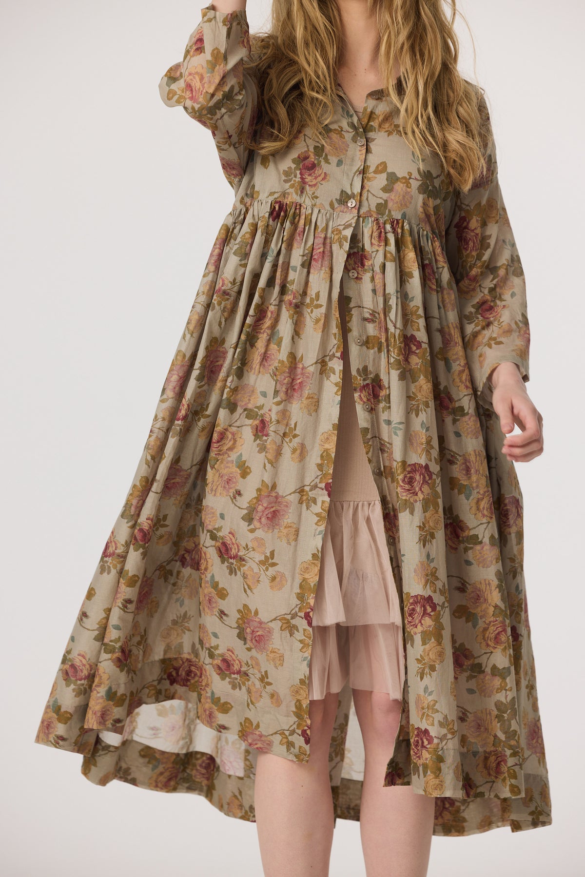 Meadowlark long floral dress. Blue Rose
