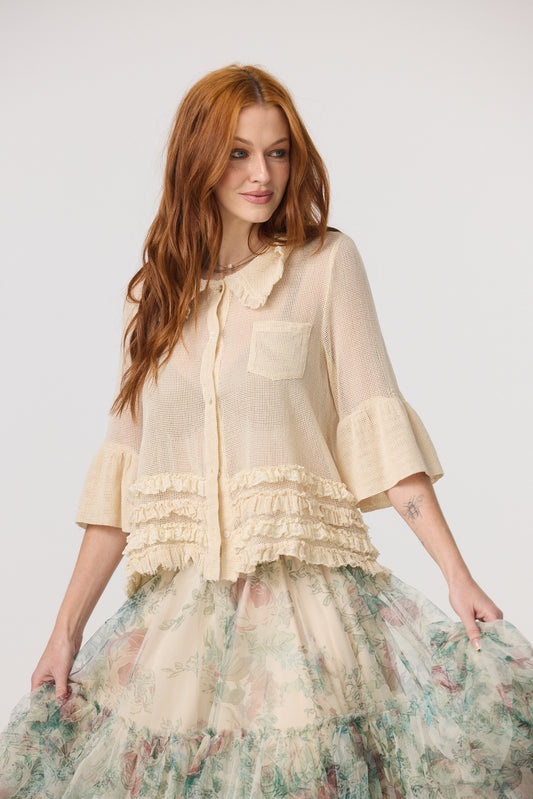 Miss Dixie Pearl. Cotton net + lace top.