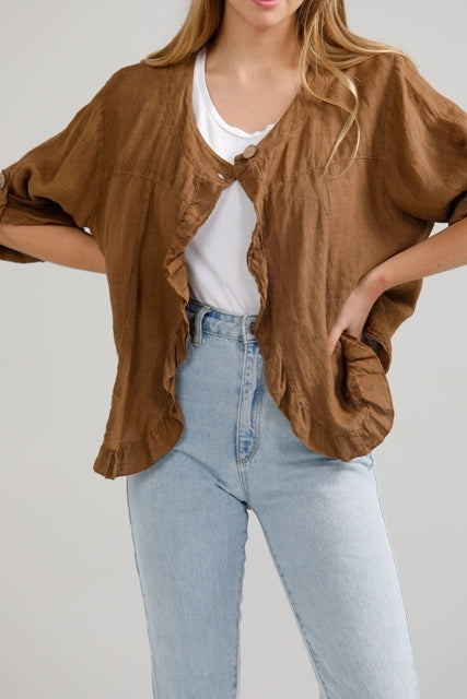 Fifi Linen Jacket. Tobacco