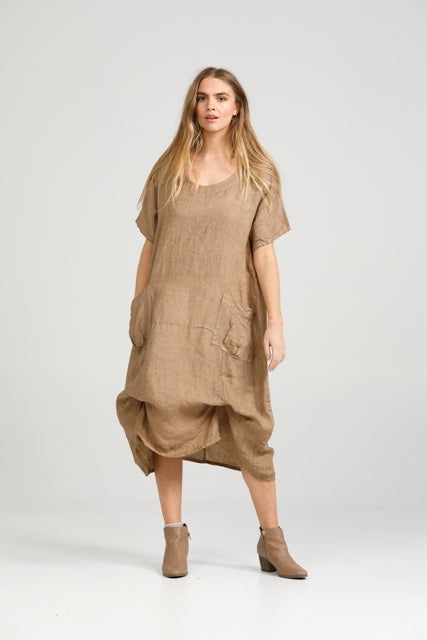 Primavera linen dress.  Latte