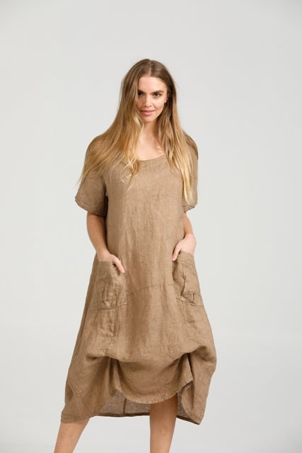 Primavera linen dress.  Latte