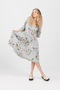 Stella floral linen dress. Dove Grey