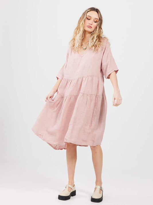 Stella linen dress. Antique Rose