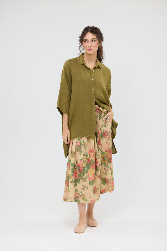 Teddie linen Shirt. Khaki