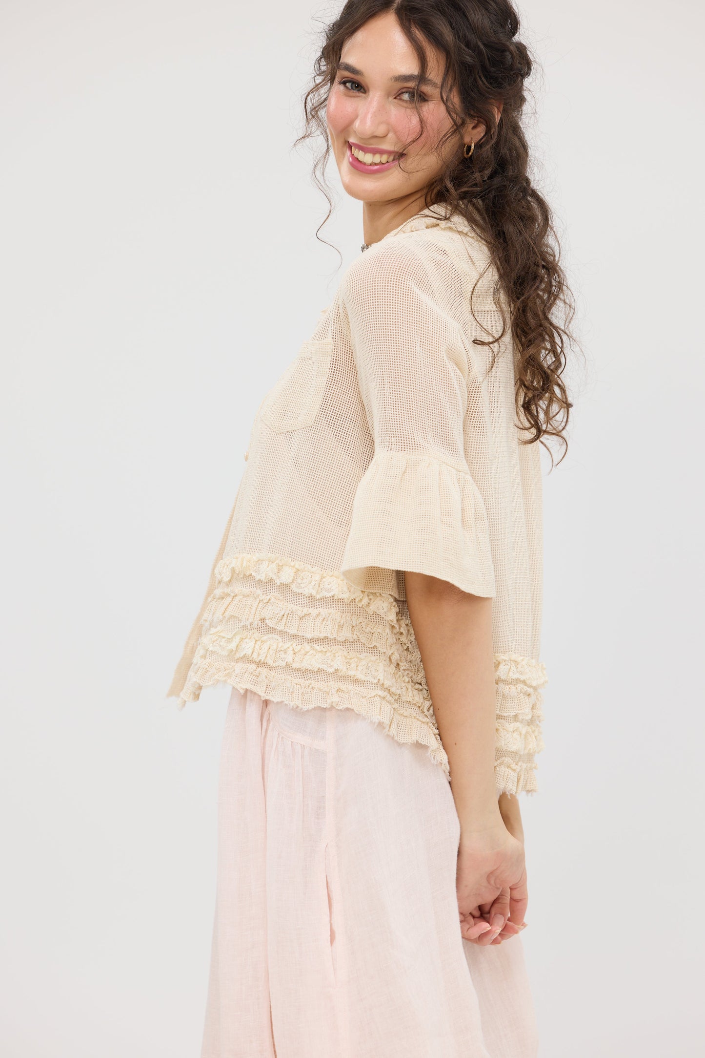 Miss Dixie Pearl. Cotton net + lace top.