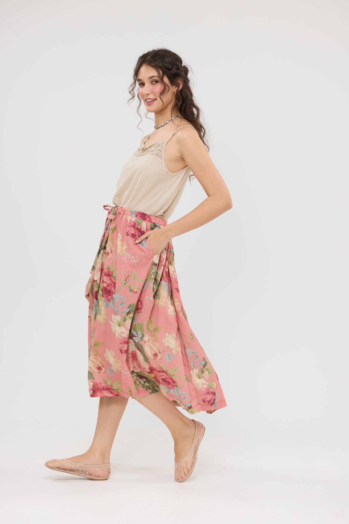 Floral Garland skirt. Coral Rose Garden