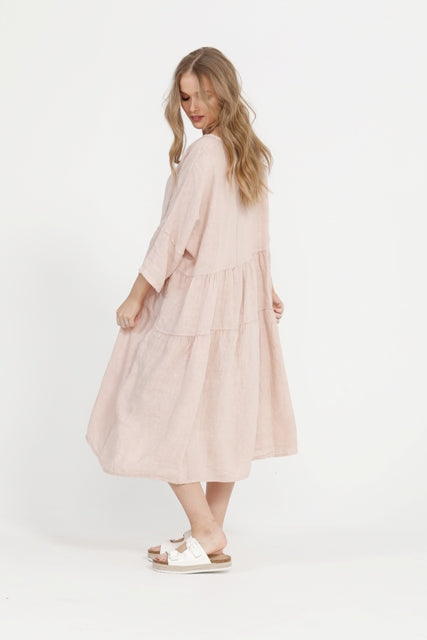 Stella linen dress. Blush
