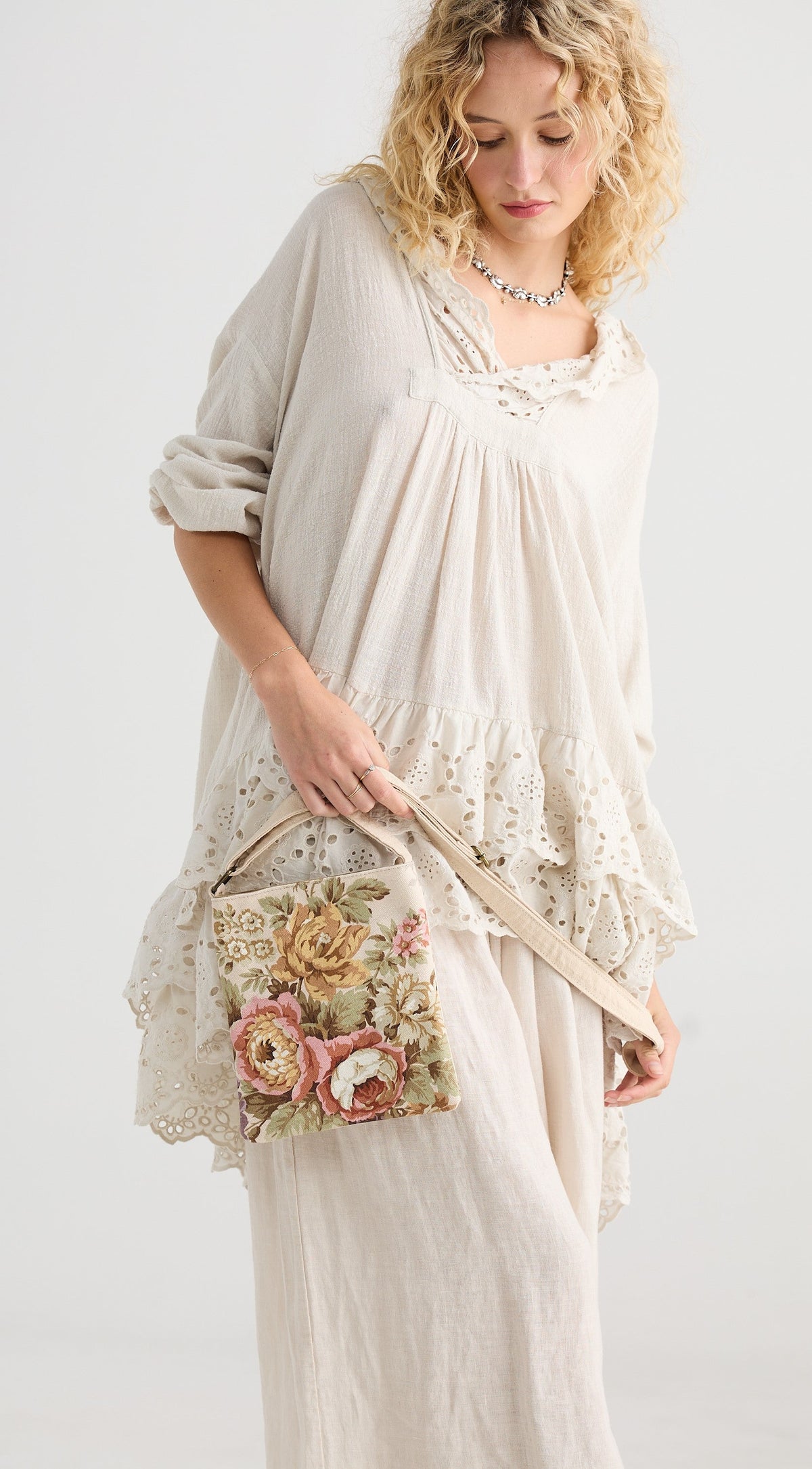 Kestrel Crossbody Shoulder bag. Spring Rose Bouquet