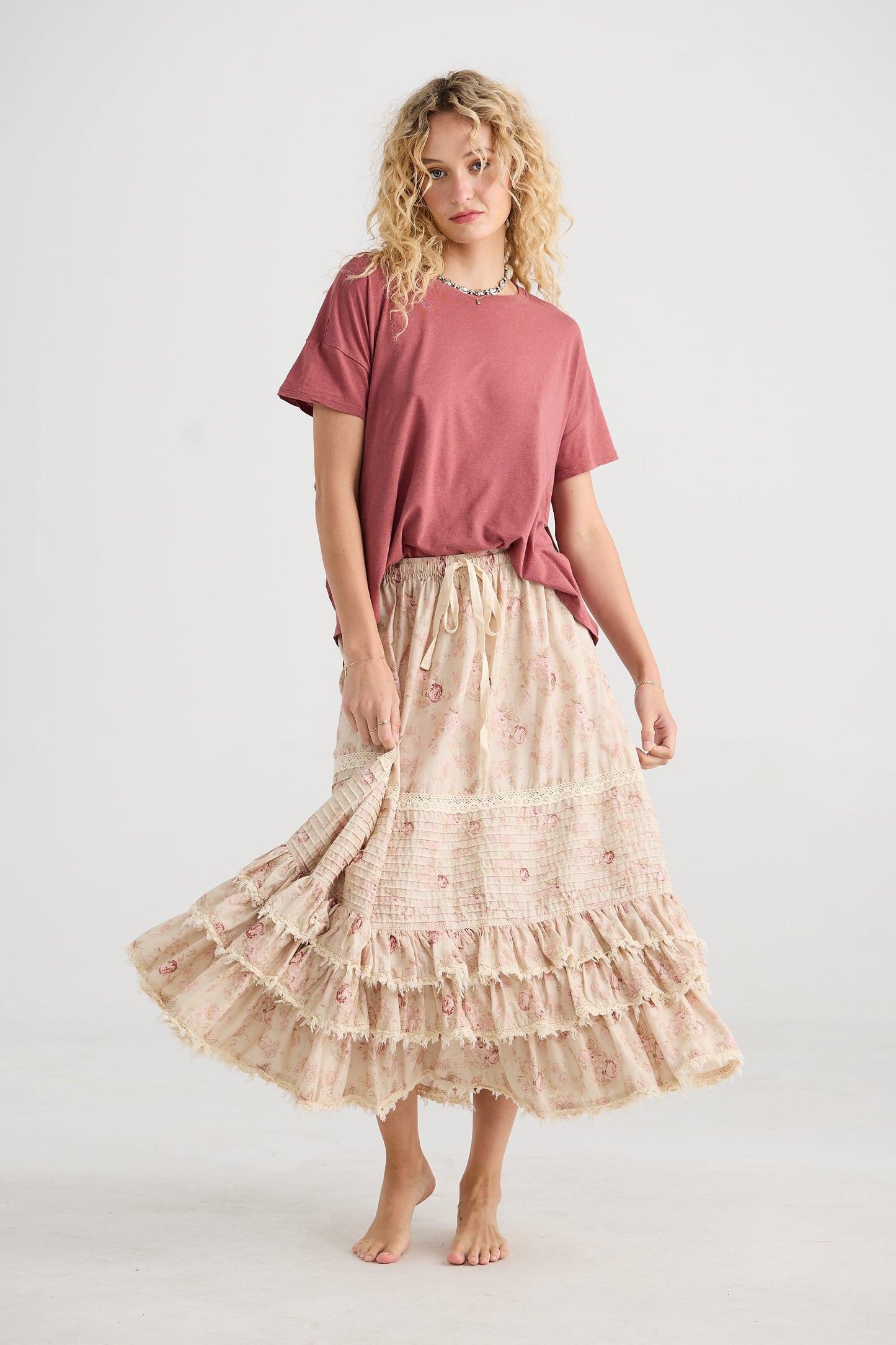 Perdita floral skirt. Faded Rose