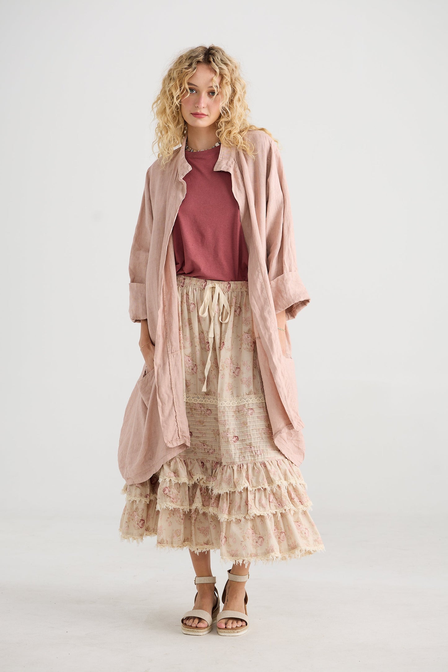 Perdita floral skirt. Faded Rose