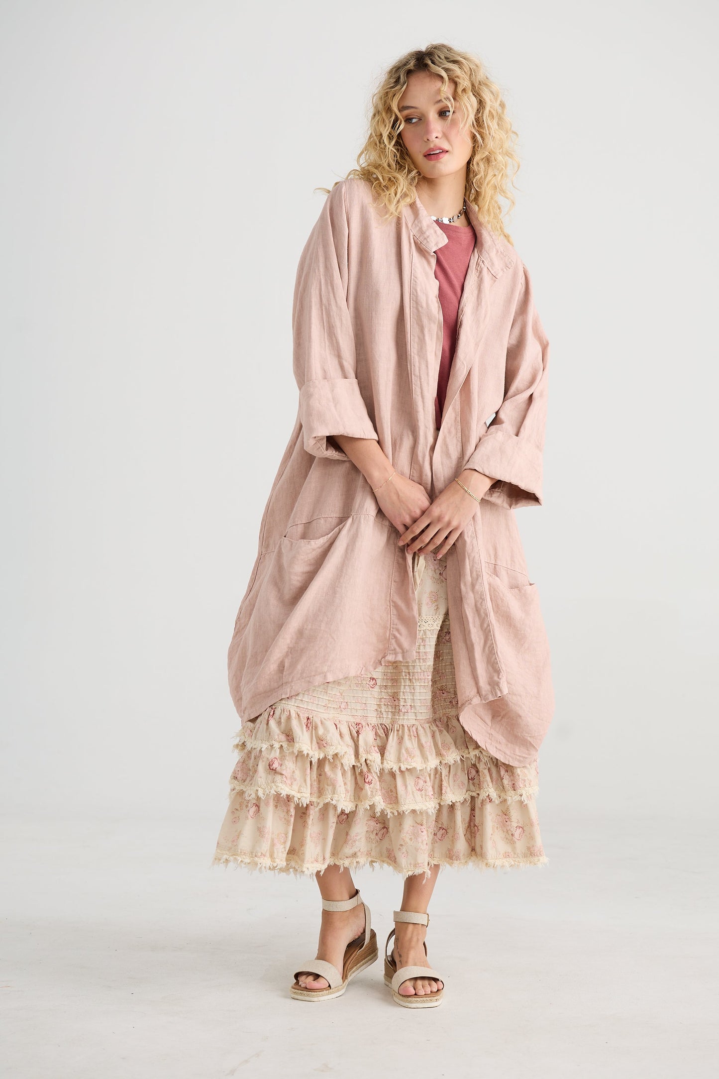 Harper Lee Linen Jacket, Tearose