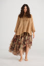 Florian Linen Gauze and ruffled top. Burnt Sugar
