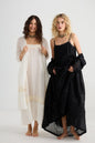 Enchantress long linen gauze coat. Licorice